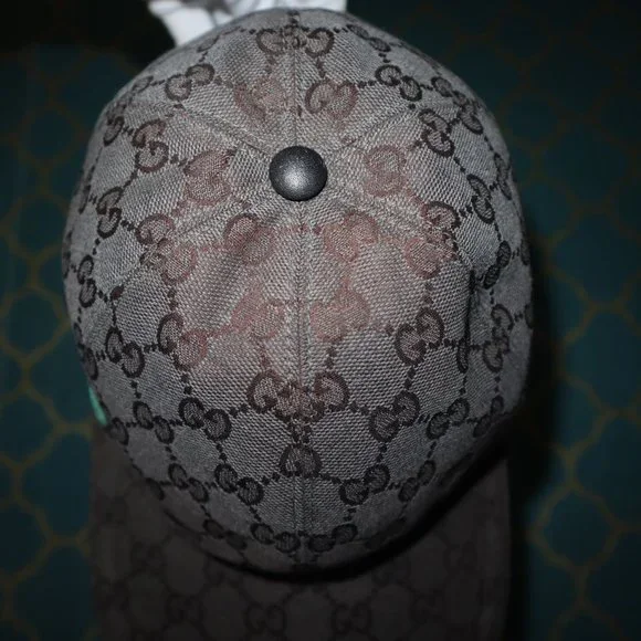 SOLD -- Gucci Sherry Web Black Monogram GG Baseball Cap Hat - Picture 10 of 10